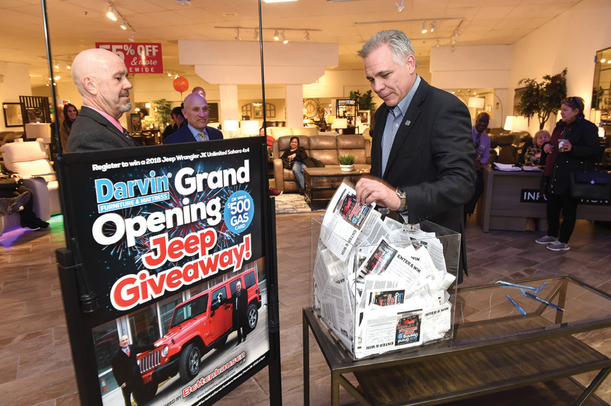 Mayor Pekau at 2018 Jeep Giveaway at Darvin Furniture & Mattress - Archive