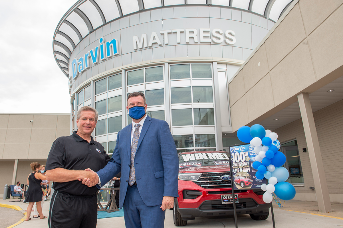 In 2020, Dan from Rizza Ford and Will Harris, President of Darvin Furniture & Mattress, partnered to give away a 2020 Ford Explorer.