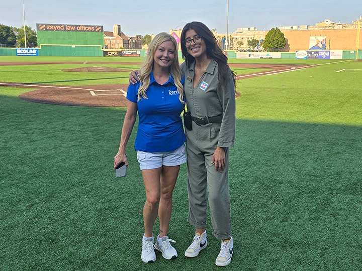 2024 Darvin Furniture & Mattress President Will Harris and Darvin associates at Joliet Slammers Ghostbuster Night
