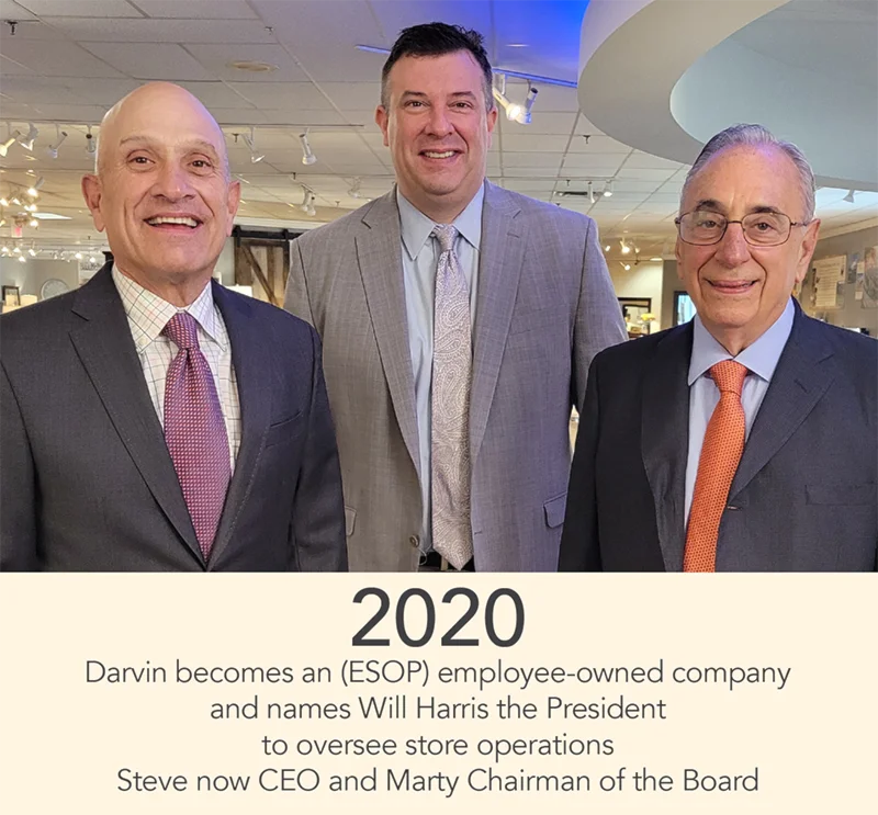 2020 - Darvin Furniture & Mattress becomes (ESOP) employee-owned company and names Will Harris the President