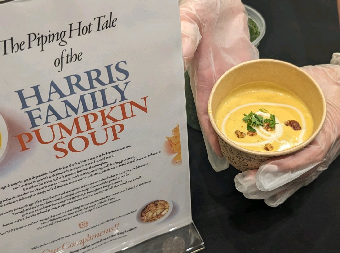 2023 - Will Harris President of Darvin shares family Pumpkin Soup Recipe - served at Darvin Furniture & Mattress