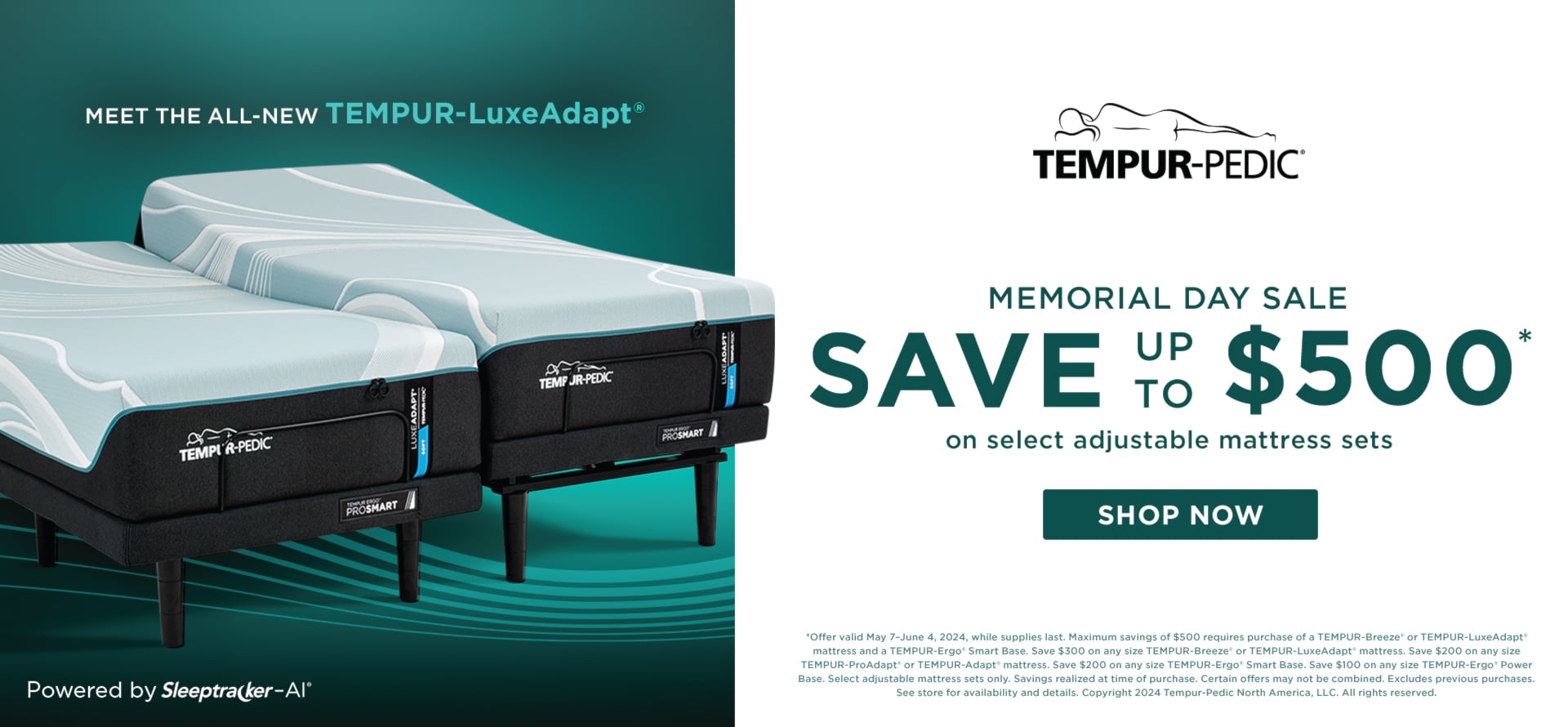 Save up $500 on Select Adjustable Tempur-Pedic Mattress Sets | Shop Now
