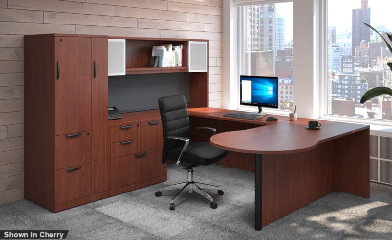 Desk with Return and Storage in Cherry