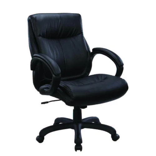 mid-back managerial chair • black soft-touch upholstery • 26.38"w x 27.56"d x 38.58-41.33"h