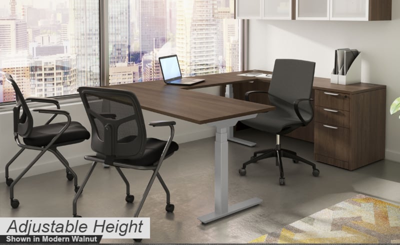 Adjustable Height Desk in Modern Walnut