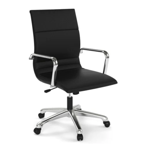 mid-back chair • bonded black leather • 26"w x 27"d x 36-39"h