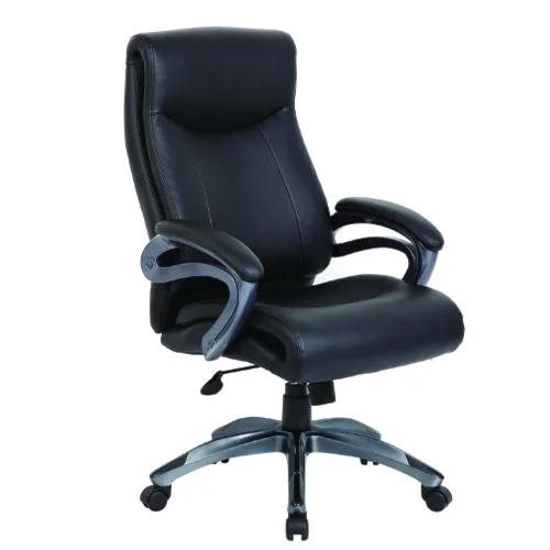 high-back executive chair • black leatherplus material • 27"w x 30"d x 44-46.5"h