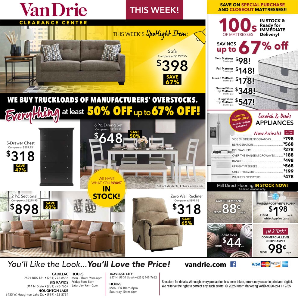 VanDrie Clearance Center Sale
