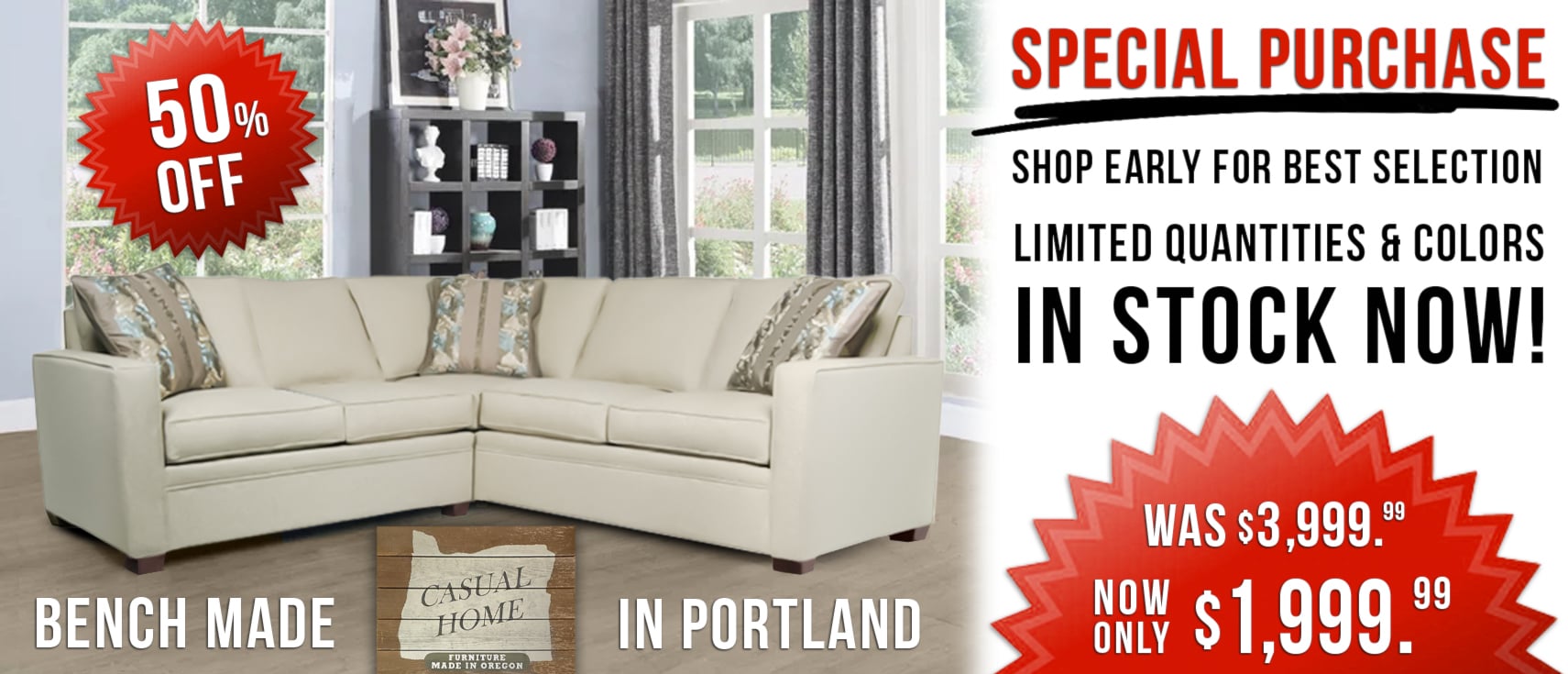 Casual Home Milano Sectional Sale!