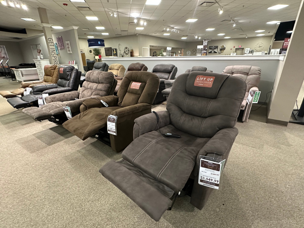 recliners in showroom