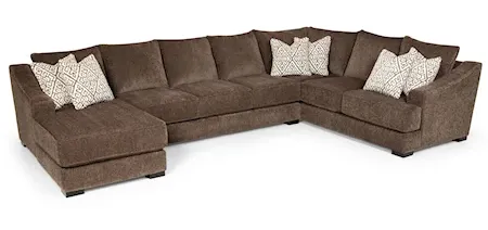 brown sectional with white pillows