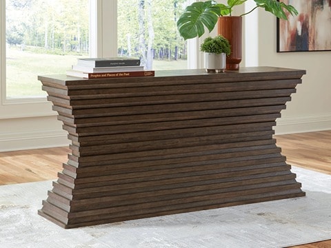 Brown wood textured console table