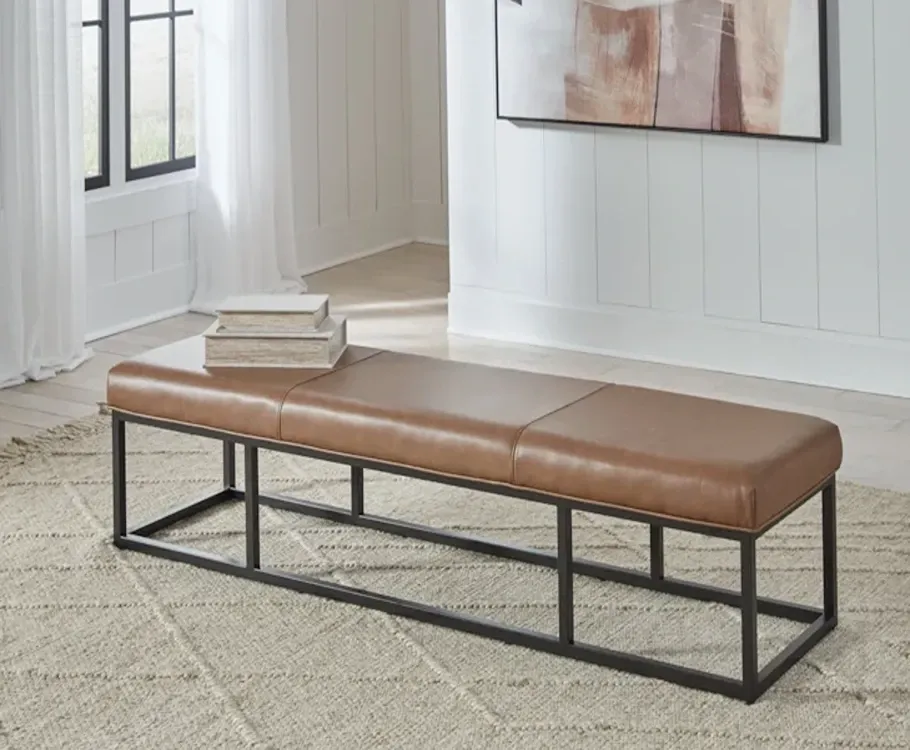 Bench with leather cushion