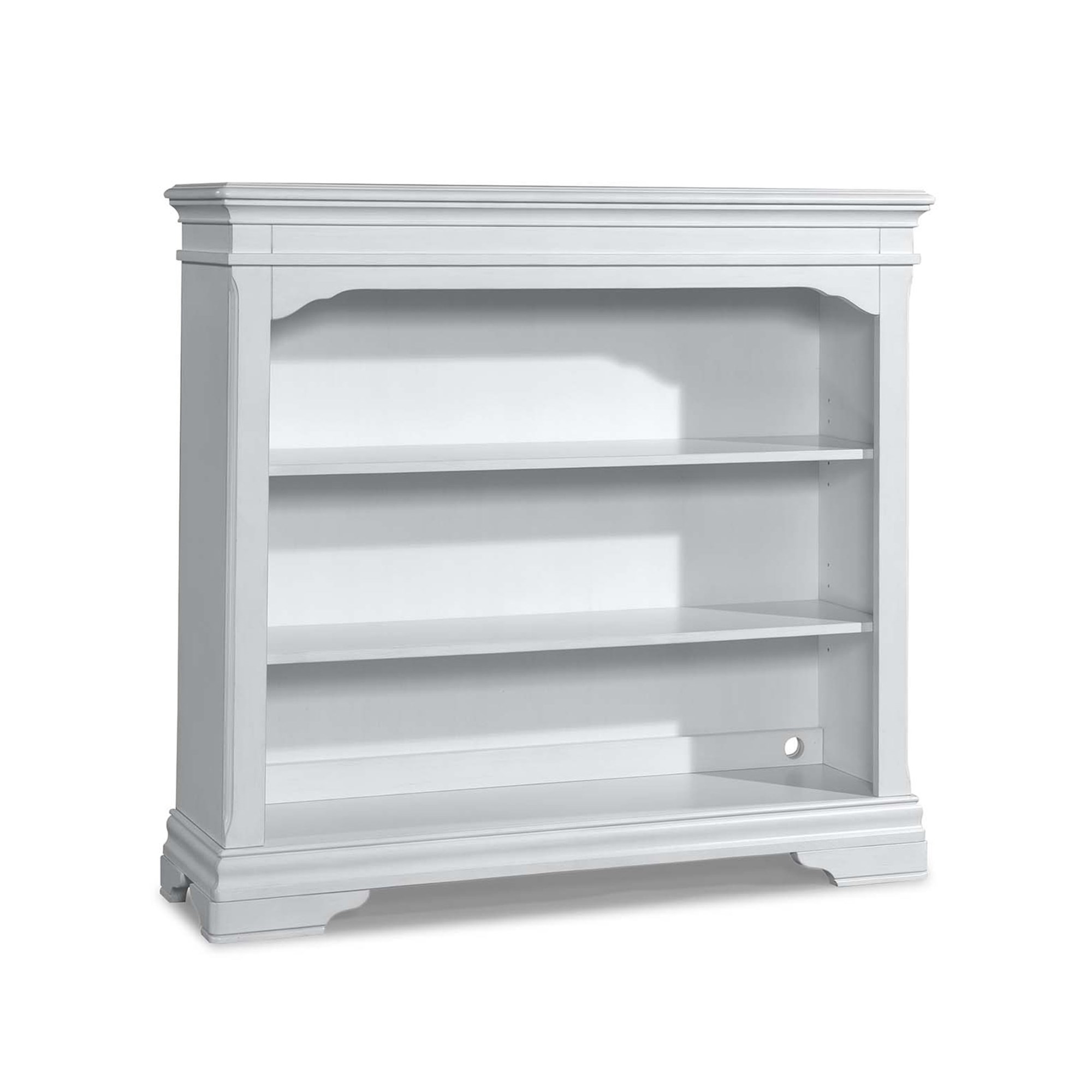Three tier white bookshelf