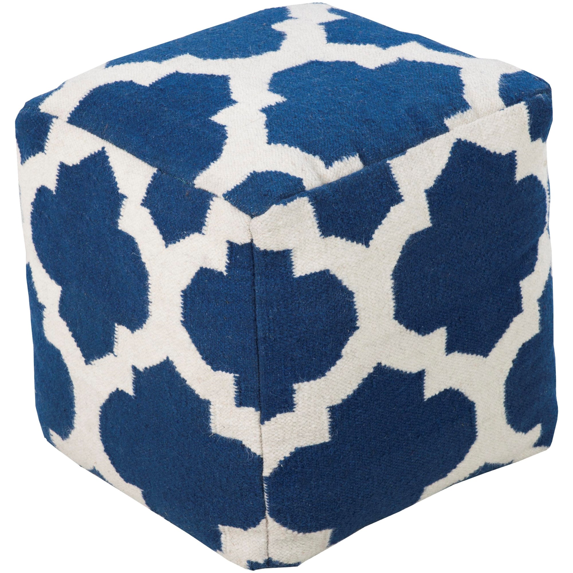 Blue and white patterned pouf