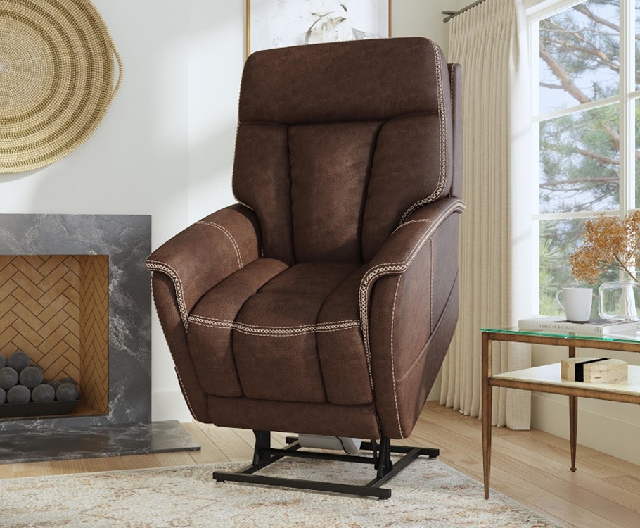 Brown leather lift chair