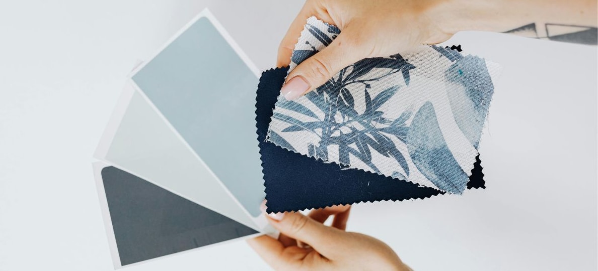 fabric and paint swatches
