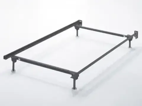 Metal bedframe on white background