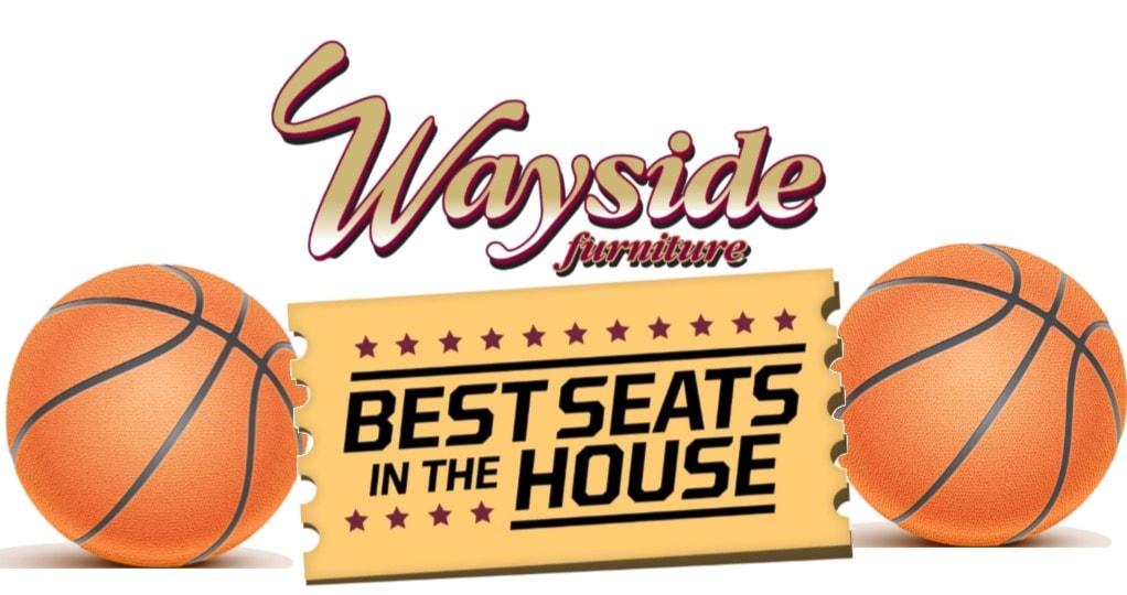 best seats in the house graphic with basketballs and logo