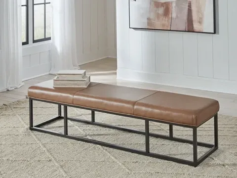 Bench with leather cushion