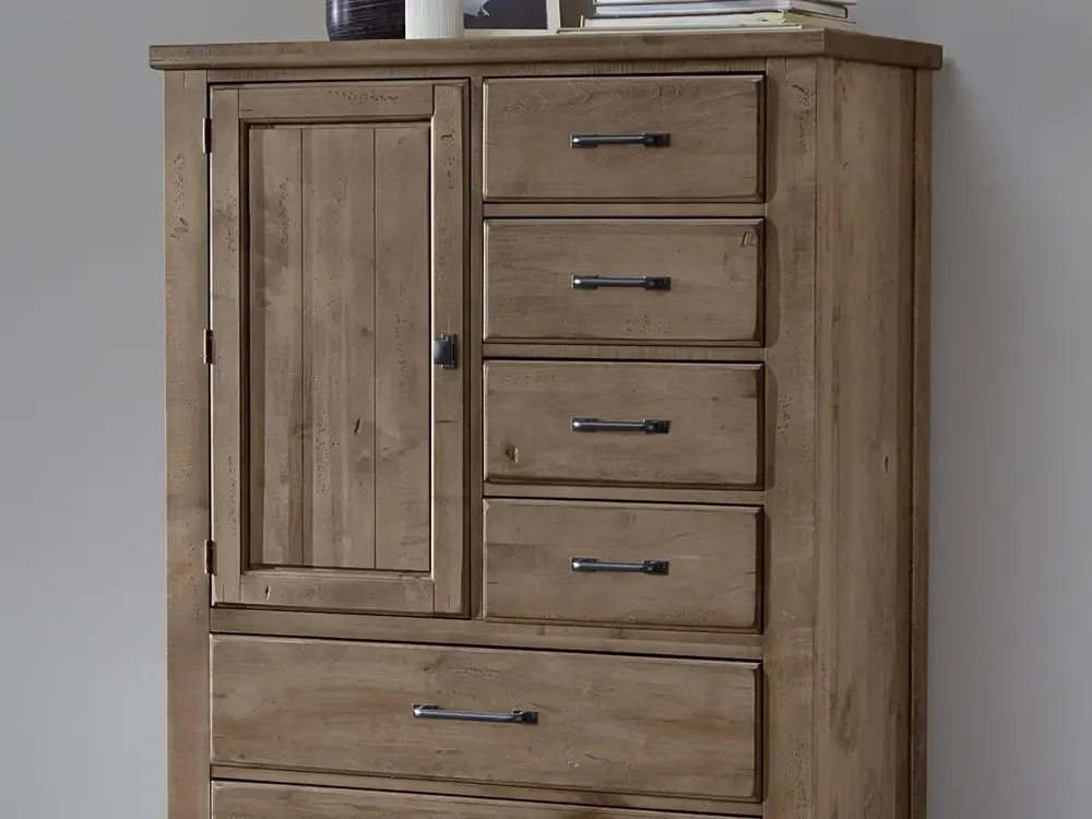 Tall armoire with six drawers and one door on the front