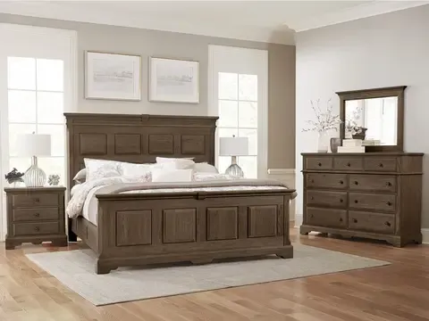 Finished bedroom with matching bed, nightstand and dresser