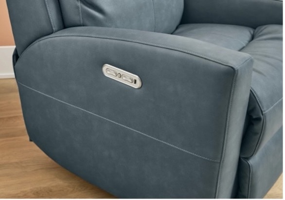 Side view of power recliner with buttons