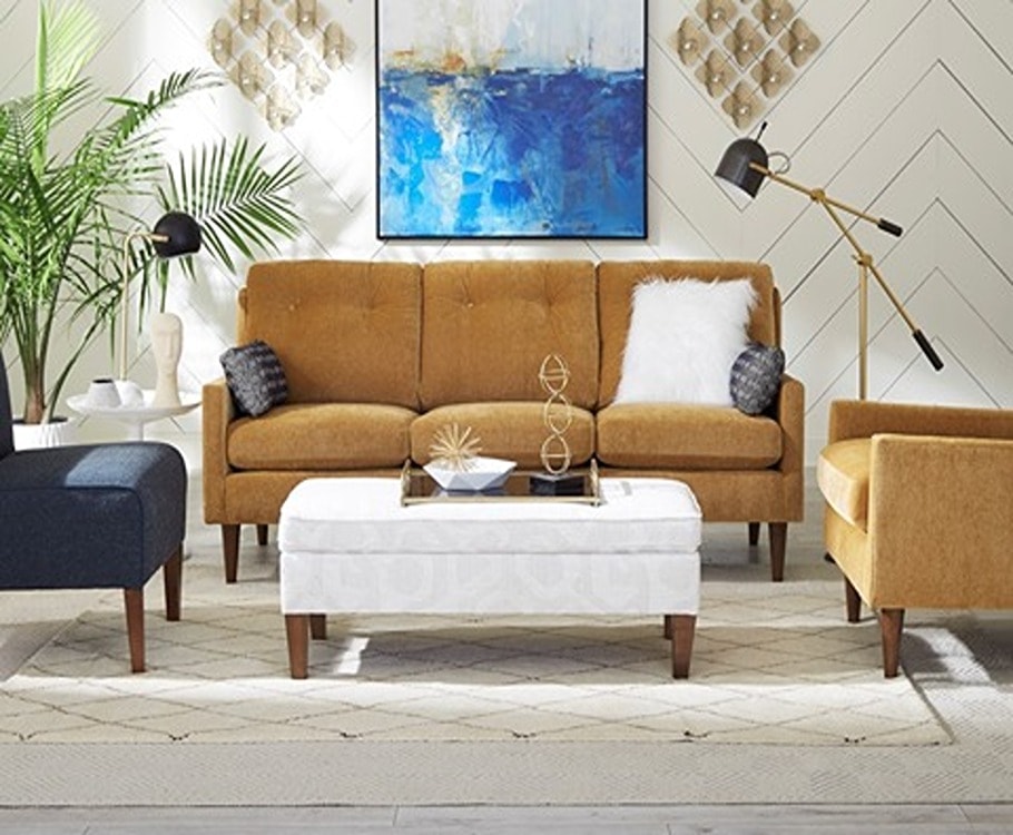 Couch with 2 accent chairs and ottoman