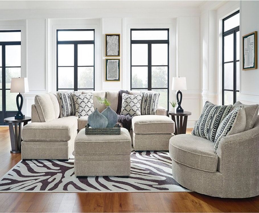 Living room set with different style throw pillows