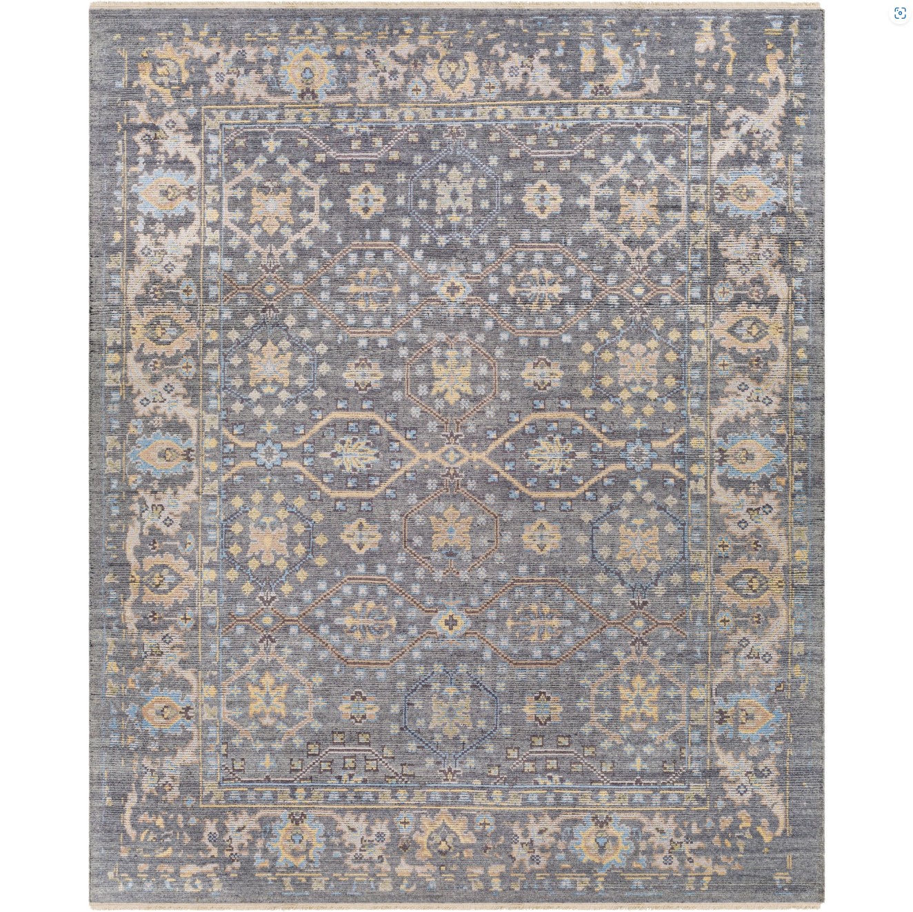 Gray and gold patterned rug