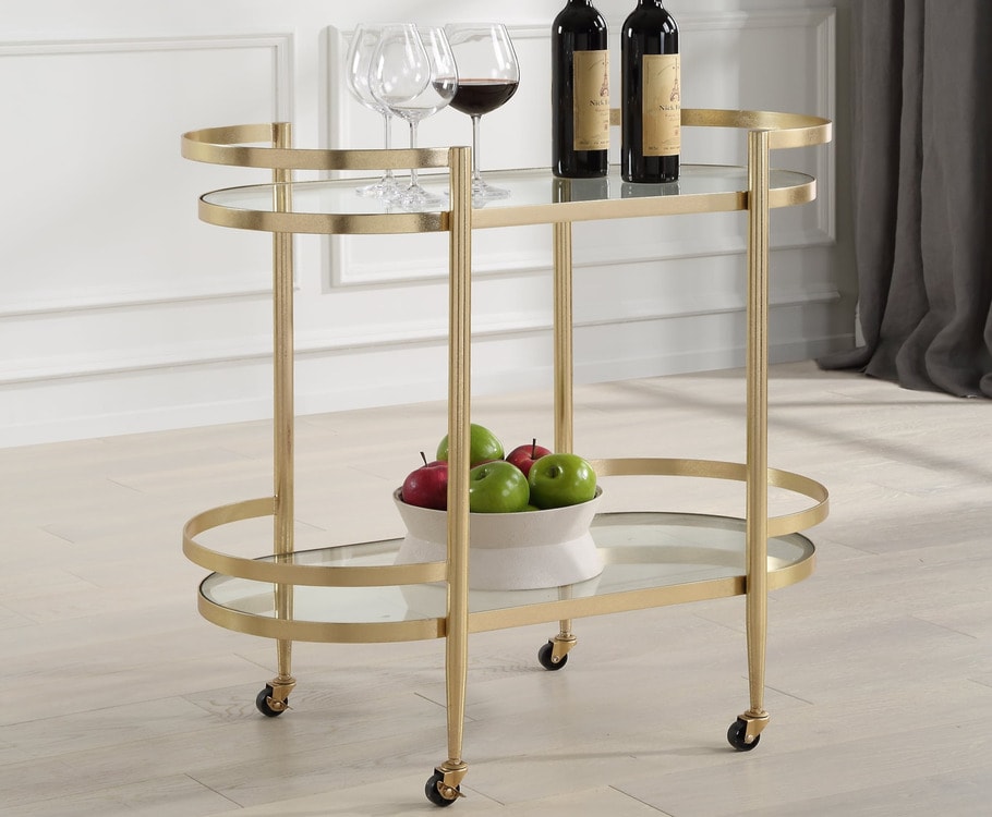 Gold bar cart on wheels