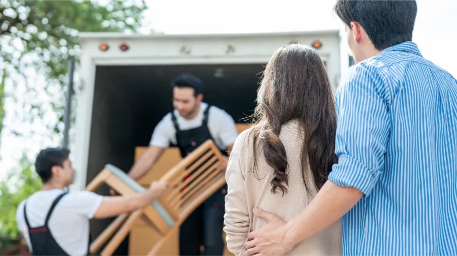 delivery truck being loaded