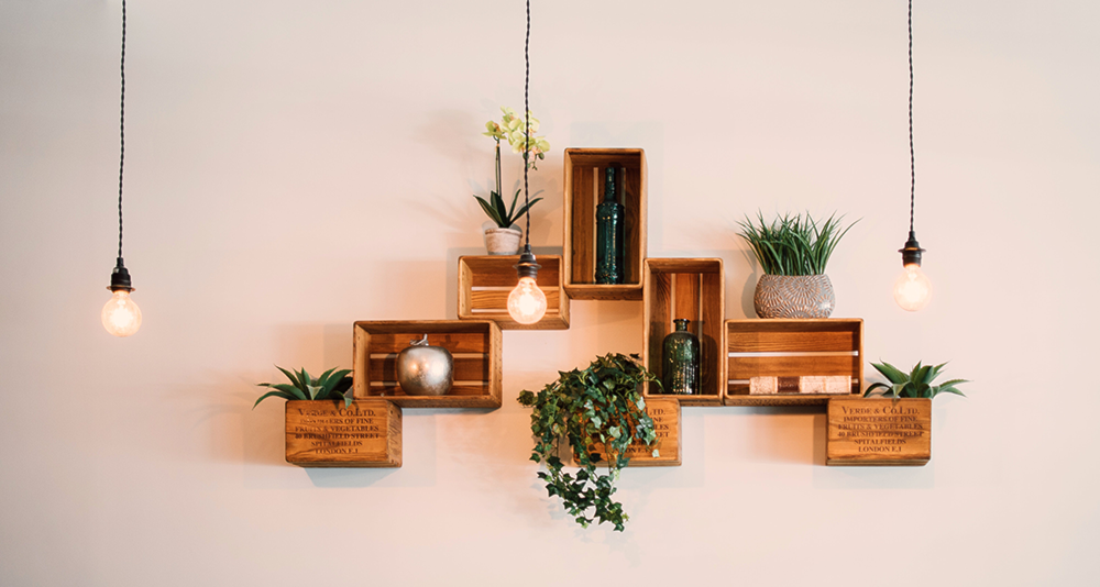 shelves with lighting