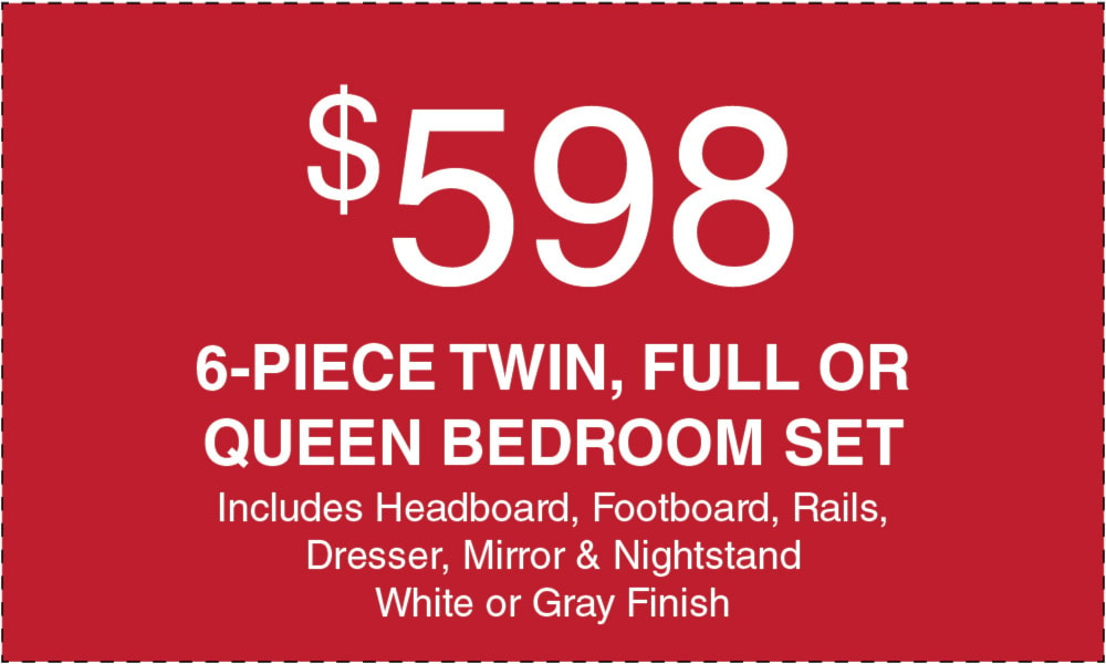 Big Event - $598 6-piece twin, full or queen bedroom set
