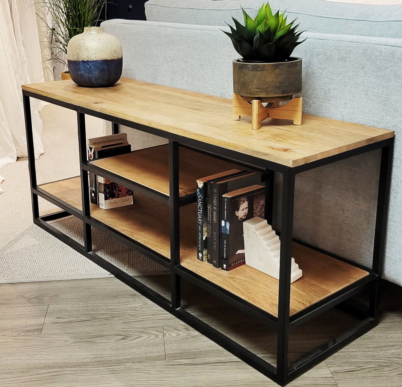 Wood and metal console