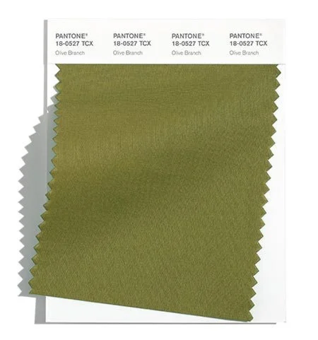 Olive Branch 18-0527: A tasteful green symbolic of growth. One of Pantone's core classics.