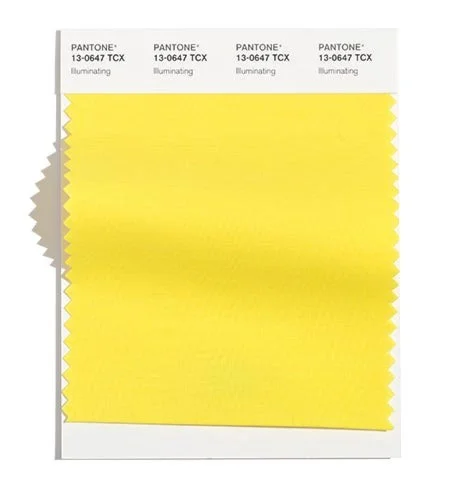 Illuminating 13-0647: Friendly and joyful, an optimistic yellow offering the promise of a sunny day. One of Pantone's 2021 Colors of the Year