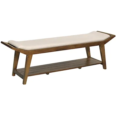 long wood bench with cushion