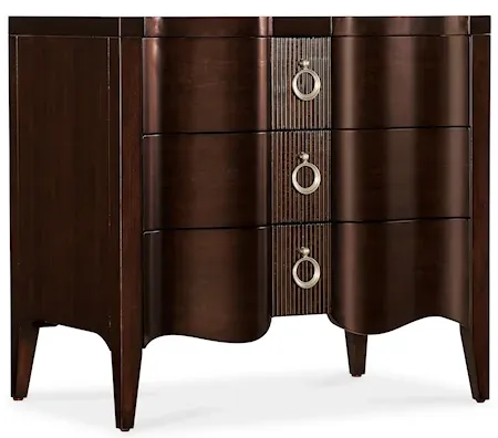 dark wood nightstand with 3 drawers