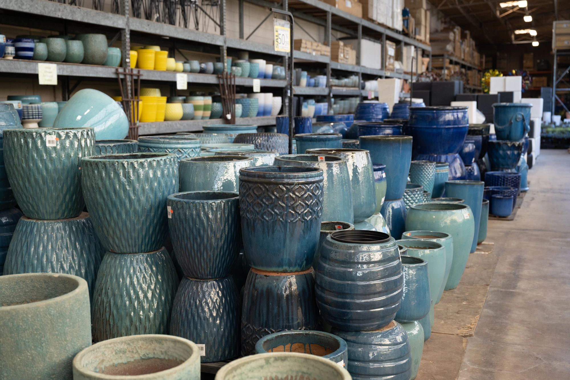 ceramic pottery collection stacked on each other