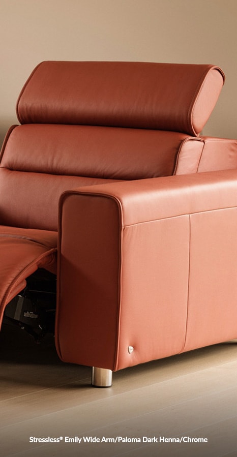Stressless Emily Sofa in Paloma Dark Henna and Chrome