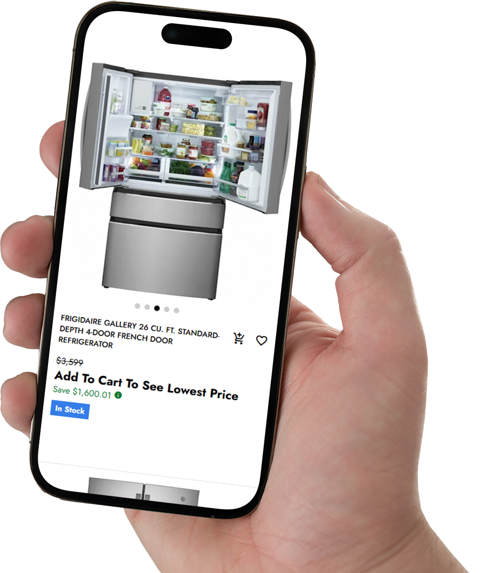 mobile page with refrigerator product