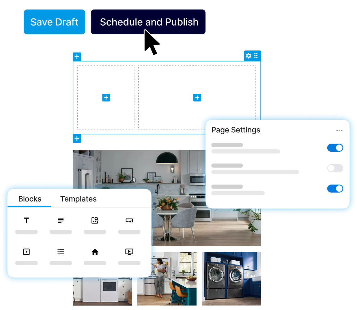 Rodeo page builder interface and tools