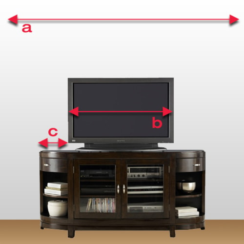tv stand with tv and wall dimension diagram