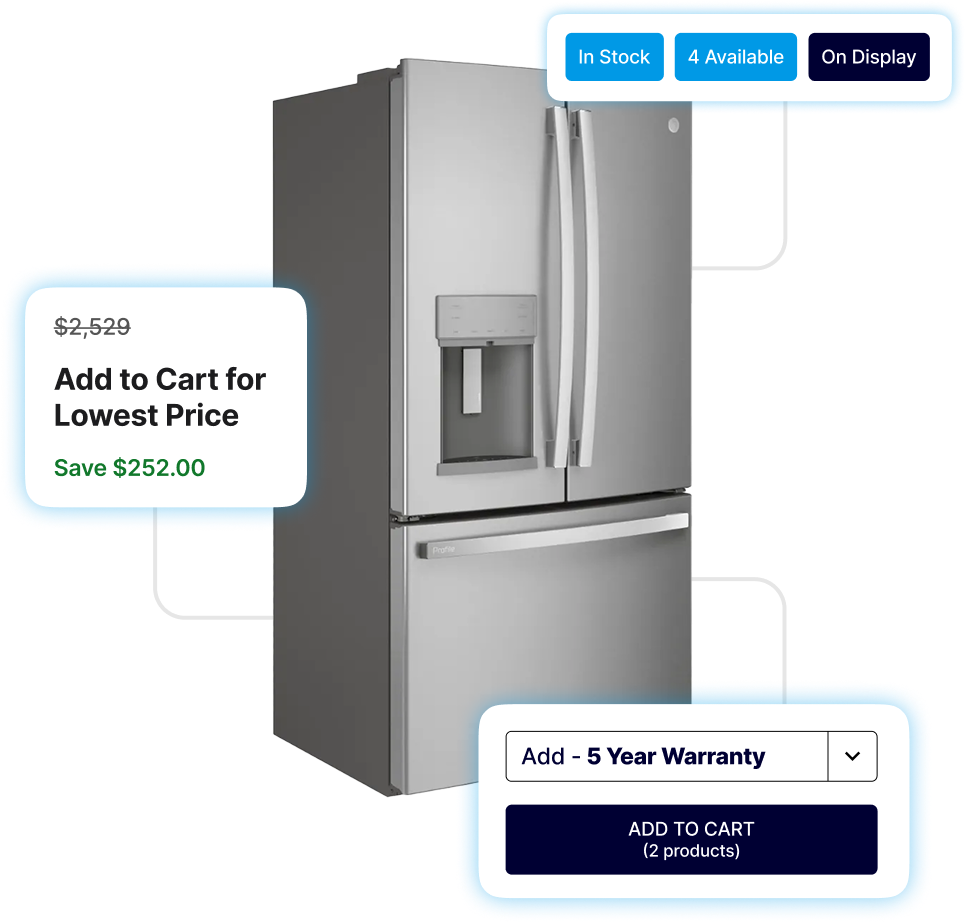 refrigerator with stock and price information bubbles