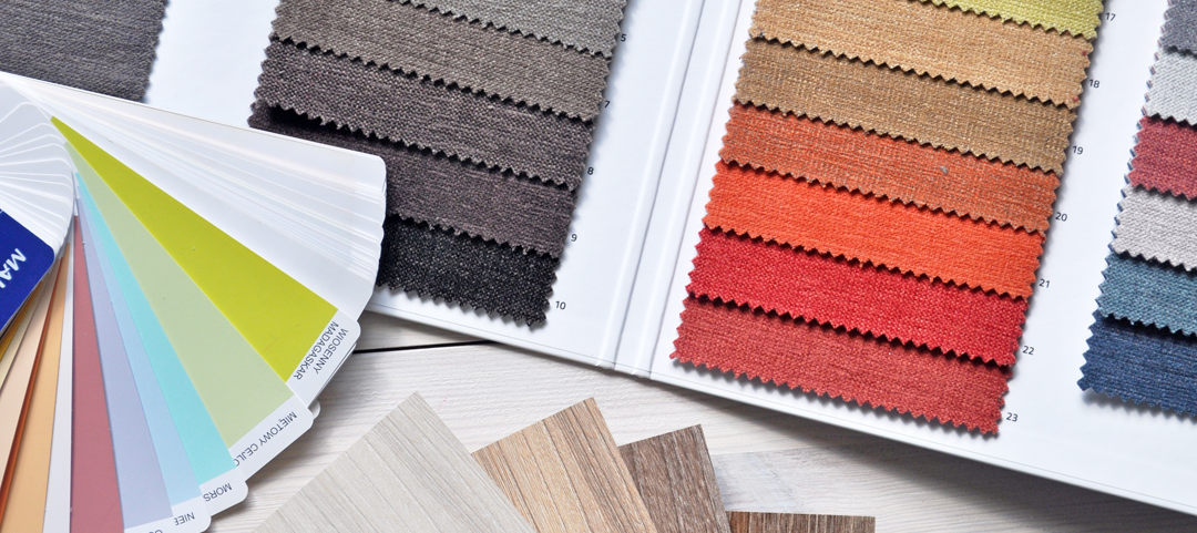 Swatches of fabric in varying colors.