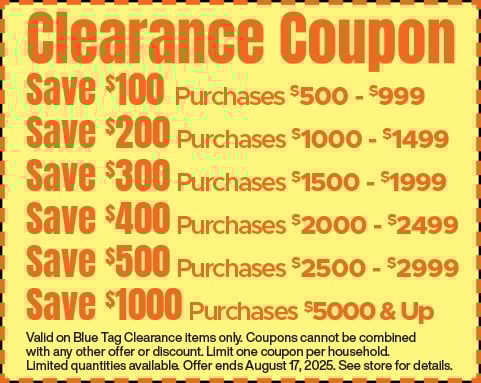 clearance coupon on blue tag items