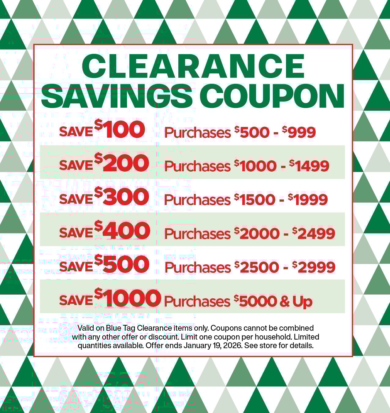 clearance coupons