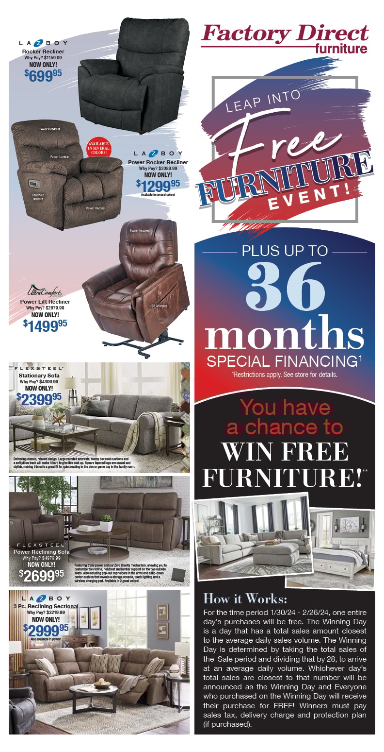 Current Ad Factory Direct Furniture Hutchinson, Glencoe, Litchfield