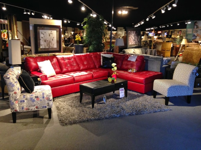 Red Sofa on Showroom Floor